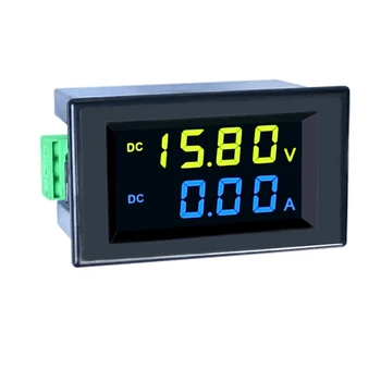 1gb DC 0-600V / 200A sprieguma ammeter divu krāsu displejs led panelis ciparu voltmetrs ammeter barošanas dzeltens zils fonts