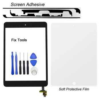 1GB Digitizer Touch Screen For Apple iPad mini 1 1st Gen A1432 A1454 A1455 Priekšējā Stikla Lēcu+Pogu+IC+Līmes+Instrumenti