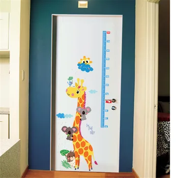 1GB Noņemama Uzlīme Radošās Mākslas Mūra Mājas Dekoru Eco Noņemams Žirafe Augstums Pasākums Valdnieks Sienas Uzlīme