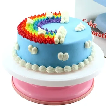 1GB Plastmasas kūka diska rotācijas neslīdošu kārtu kūka apdare, rāmis kūka rotējošā šķīvja virtuves DIY podu cepšanas rīki