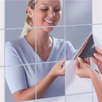 1PC 0,2 mm 50X50CM Noņemams Laukumā Spoguļa Uzlīmes Pet Spogulis Sienas Uzlīmes Dzīvojamā Istaba Mājas Apdare