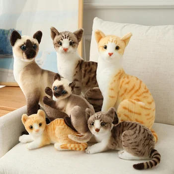 1pc 20-45CM Gudrs Simulācijas Kaķi Plīša Rotaļlietas Mīkstu Pildījumu Dzīvnieku Siāmas kaķu Lelles Bērniem Bērnu Mājās Dekors Dzimšanas dienas Dāvanas