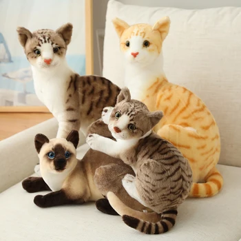 1pc 20-45CM Gudrs Simulācijas Kaķi Plīša Rotaļlietas Mīkstu Pildījumu Dzīvnieku Siāmas kaķu Lelles Bērniem Bērnu Mājās Dekors Dzimšanas dienas Dāvanas