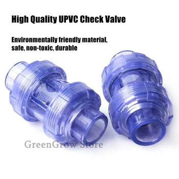 1pc 20~63mm Hi-Kvalitātes Caurspīdīgu UPVC Atloku pretvārsts Akvāriju Tvertne PVC Savienības Kopīgu Rūpniecisko Ūdens Cauruļu pretvārsts