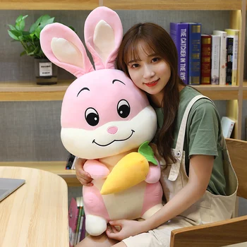 1pc 55cm Cute Rabbit rozā dzeltena Plīša Rotaļlietu, Mīksto Pildījumu Rotaļlieta Karikatūra Rotaļlietas Bērniem, Bērnu Dzimšanas dienas Dāvana