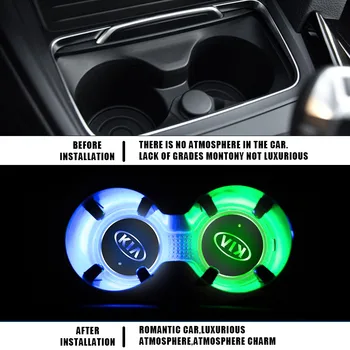 1pc Auto Gaismas Gaismas LED Apdare Anti Slip Kausa Mat KIA K2 K3 K5 Sorento Sportage R Rio Soul Auto Piederumi Auto Sīkrīku