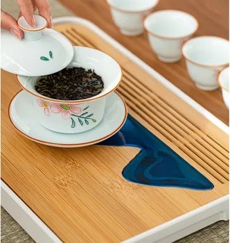 1pc Dabas Bambusa Tējas Paplāti, Ūdens uzkrāšanas Tējas Valdes Ķīniešu Kung-Fu Tējas Iestatītu Ainavas Pic.Valdes Tradicionālais Bambusa Pu ' er Tea Tra