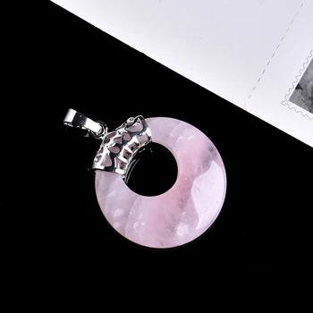 1PC dabas minerālu kristālu rotaslietas rozā kvarca drošības sprādzes aizbildnis modes pāris kulons, kaklarota, kulons dāvanu rotaslietas