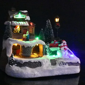 1Pc Luminiscentās Mazo House Mūzikas LED Gaismas Virza Apgaismojums, Ziemassvētku Sveķu Ziemassvētku Skatuves Ciema Māja Pilsētas Jaunas