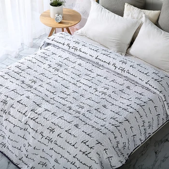 1pc Melnā un baltā mīlestības vēstuli loverly iespiesti eleganti Eiropas stepēts segas/ gultas pārklājs/sega/segas/vasaras Sega #sw