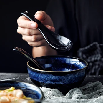 1pc Zilā Keramikas Vakariņas Bļodā Cat Eye Dizaina Rīsu Bļoda Apaļa Zupa Nūdeles Bļoda Brokastis Virtuves Dinnerware 4.5/8.5 collas