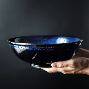 1pc Zilā Keramikas Vakariņas Bļodā Cat Eye Dizaina Rīsu Bļoda Apaļa Zupa Nūdeles Bļoda Brokastis Virtuves Dinnerware 4.5/8.5 collas