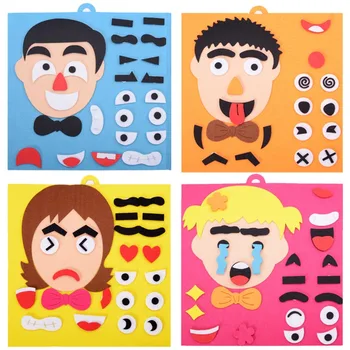 1Set Bērnu Rotaļu DIY Emociju Mainīt Puzzle Sejas Izteiksmi Mācību Rotaļlietas Bērniem AN88