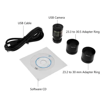 1Set HD CMOS USB 2.0 MP USB Digitālā Mikroskopa Okulāra Kameru Elektronisko Okulāru Montāžas Izmērs 23.2 mm 23.3 mm ar Adapteri Gredzens