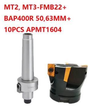 1set MT2 MT3 FMB22+BAP400R 50mm Griežņu Galva+10pcs apmt1604 Karbīda Ieliktņiem Sejas Frēzēšanas shell beigām dzirnavas adapteri