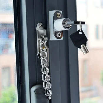 1set Nerūsējošā Anti-Theft durvju ķēdes slēdzene ar atslēgu, logu bloķēšanas childen Bērnu drošības Aizsardzības Aparatūras Mēbeles
