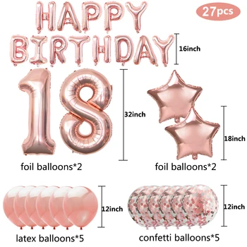 1set Rožu Zelta Folija Baloni, 18. laimes Dzimšanas dienā, Balonus 18 Gadu vecumu, Dzimšanas dienu, Jubileju Dekors Bērniem Pieaugušo Partijas Apdare