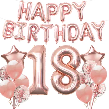 1set Rožu Zelta Folija Baloni, 18. laimes Dzimšanas dienā, Balonus 18 Gadu vecumu, Dzimšanas dienu, Jubileju Dekors Bērniem Pieaugušo Partijas Apdare