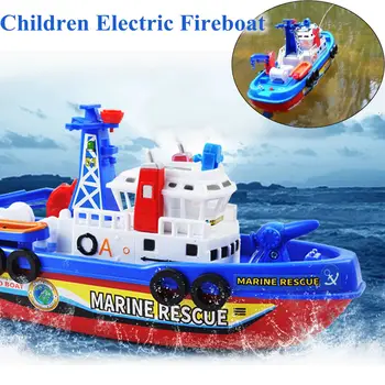 1set Toddler Bērnu Vannas Rotaļlieta Laivu Gurķiem un Braucieni Ūdens Darbība Vanna Laika Squirting Glābšanas Kuģis Zēni Dāvanu bez Akumulatora