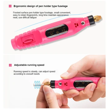 1Set USB Uzlādes Profesionālās Elektriskās Nagu Urbšanas Mašīna polijas Slīpēšanas Nagu Mākslas, Manikīra Instruments Polisher Nail Art Pildspalvu