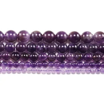 1strand/daudz 4 6 8 10 12 mm Dabas Violeta Agat-Krelles Pulēta Izstrādāts Violeta Kristāla, Akmens Pērlīšu Krājumus, Rotaslietu izgatavošana