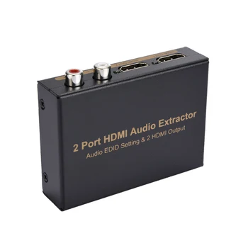 1X2 HD1080P HDMI Audio Extractor 2 Ports, HDMI Audio Extractor Audio EDID Iestatījumu 2 HDMI Sadalītājs Jaudu Ar Strāvas Adapteri