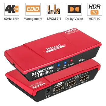 1x2 HDMI Splitter 4K@60Hz divu Monitoru Pavairošanas HDMI Splitter 1 2 Out HDMI Slēdzis Video un Audio Ultra HD (4K@60Hz 3D HDCP2.2