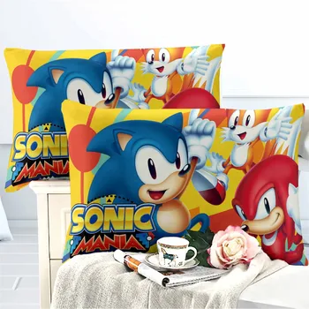 2/3 Gabalu Sonic Gultas Komplekts Ezis Sega sedz, 3D Druka Luksusa Gulta Sega Vāks Bērniem, Pieaugušajiem Bed Cover Set(Bez Lapām)