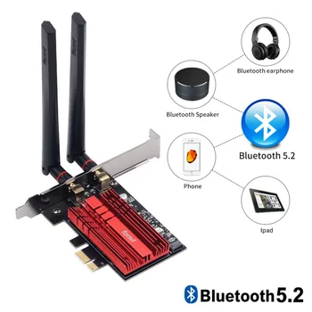 2.4 gb / s Intel AX210 WiFi6E Dual Band 2.4 G/5 ghz Bluetooth 5.2 WiFi Karte, 802.11 AX PCI-Express Adapteri Darbvirsmas WiFi Tīkla Kartes Wi