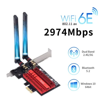 2.4 gb / s Intel AX210 WiFi6E Dual Band 2.4 G/5 ghz Bluetooth 5.2 WiFi Karte, 802.11 AX PCI-Express Adapteri Darbvirsmas WiFi Tīkla Kartes Wi