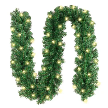 2.7 M LED Ziemassvētku Rotājumu Rotangpalmas Mākslīgās Ziemassvētku Zaļo kaklasaiti gaismas LED Rotangpalmas gaismas Ziemassvētku skatuves izkārtojums Luksusa šifrēts