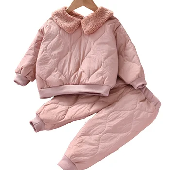 2-8 Gadus Pavasarī Mazulis Meiteņu Apģērbu Komplekti, No 2021. gada Rudenī Ikdienas Stila Saglabāt Siltas Drēbes, Bērnu Modes Kokvilnas-Polsterēta Jaka Uzvalks