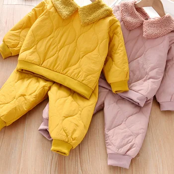 2-8 Gadus Pavasarī Mazulis Meiteņu Apģērbu Komplekti, No 2021. gada Rudenī Ikdienas Stila Saglabāt Siltas Drēbes, Bērnu Modes Kokvilnas-Polsterēta Jaka Uzvalks