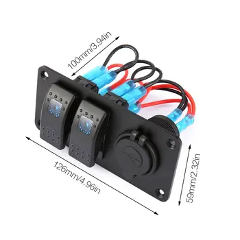 2 Banda Auto Jūras Laivu 5 Pin LED Šūpuļzirgs Slēdzis Panelī Slēdža 3.1 Dual USB Porti Rozetē Lādētāju Ūdensizturīgs Ķēdes