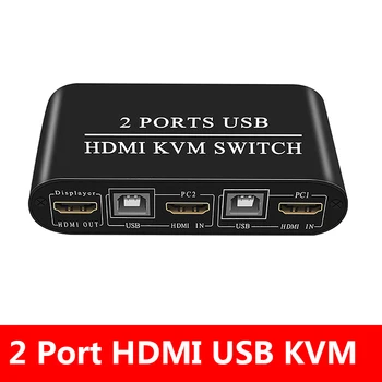 2 DATORA Koplietošanas Tastatūru, Peli, Printeri, Kontaktdakšu Un Paly No 4K USB HDMI KVM Switch Box Video Displeja Slēdzis USB Sadalītājs ar USB KABELI