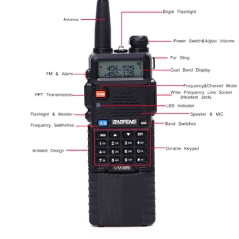 2 GAB. divvirzienu Radio Walkie Talkie Baofeng uv-5r 3800 Akumulatoru CB Ham Radio Stacijas uv 5r VOX Comunicador Portatīvie radioaparāti,