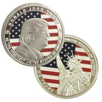 2 gab jaunākās 2018 Donald Trump brīvības tēmu monētas sudraba pārklājumu žetons 40 mm, ASV banner suvenīru apdare monētas