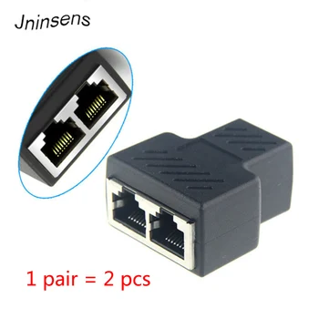 2 gab/pāri Jaunu 1 līdz 2 Dual Sieviešu Port RJ45 Sadalītāja Savienotājs CAT6 LAN Ethernet Sockt Tīkla Savienojumus, Sadalītāja Adapteri