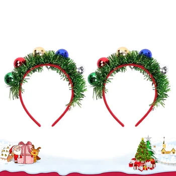 2 Gab Ziemassvētku Uzmanības centrā Bumbu Galvu Ziemassvētku Modes Cepures Brīvdienu Galvas Vainags Headpiece par Xmas Party Svētku Banque