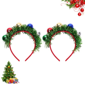 2 Gab Ziemassvētku Uzmanības centrā Bumbu Galvu Ziemassvētku Modes Cepures Brīvdienu Galvas Vainags Headpiece par Xmas Party Svētku Banque