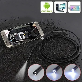 2 IN 1 Android Endoskopu Kameras Mini Snake Kamera 1m-10m Vads USB Borescopes PC Tālrunis Ūdensizturīgs Pārbaudes Kameras