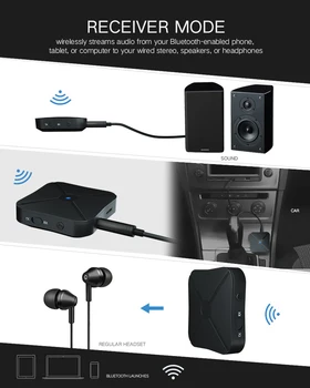 2 In 1 Audio Bluetooth Adapteri, Saņem, Nosūta Bluetooth Raiduztvērēju Uztvērējs, Raidītājs 4.2 Audio 3,5 mm, PK B6