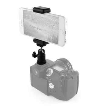 2 in 1 Mobilā Tālruņa Klipu Turētājs 360 Bumbu Galvu zibspuldzes Pieslēgvietas Adapteris Pievienojams piemērots Nikon DSLR, SLR Kameras