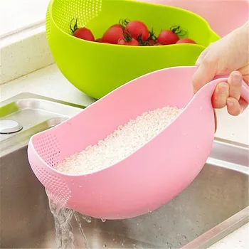 2-In-1 Rīsu Mazgāšanas Plastmasas Sietu Multi-funkciju, ar rokturi mazgāt dārzeņus nomazgā rīsus, mazgāt augļus asfalta grozu Virtuves Rīks