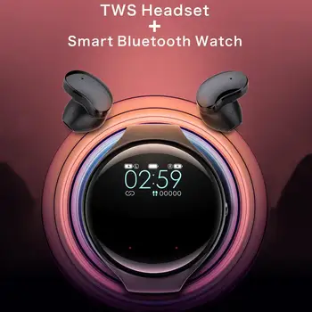2-in-1 Smart Skatīties TWS Bluetooth 5.0 Bezvadu Austiņas Vīrieši Sievietes IP67 Waterproof TFT Ekrāns Sporta Smart skatīties Uz IOS Android