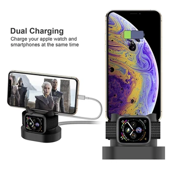 2 In 1 Uzlādēšanas Doka Staciju Iphone X Iphone XS Iphone 8 Charge Base Apple Noskatīties 4 3 2 Naktsskapītis Maksas Statīva Turētājs