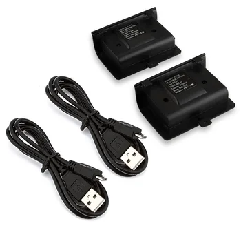 2 x 2400mAh Akumulatoriem + USB Kabelis XBOX VIENS Kontrolieris Uzlādes Komplekts Wireless Gamepad Joypad Uzlādējams Rezerves Akumulatoru