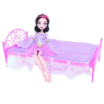 2 x Gulta Rieciens + matracis + Spilvens Rozā, Violeta, Guļamistabas Mēbeles Barbie Doll par Blythe par Monster high leļļu Namiņš Piederumi
