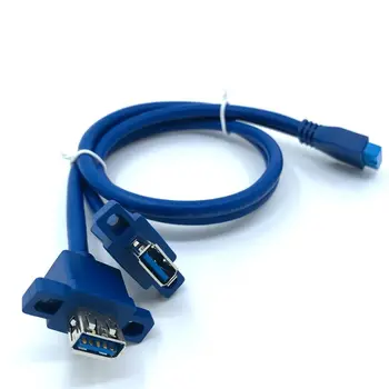 2 x USB3.0 Dual Port USB 3.0 Sieviešu Skrūvju Stiprinājums, Paneļa Tipa Mātesplati 20Pin Kabeli PC Gadījumā, kabeļi, 20 pin 80cm