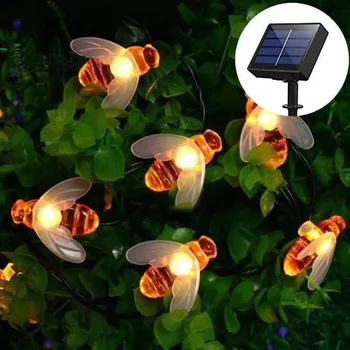 20/50 LED Gudrs Medus Bišu 5m/10M Saules Lampas Jaudas LED String Pasaku Gaismas Saules Vītnes Dārza Ziemassvētku Dekori Āra LED
